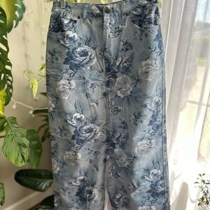 Eddie Bauer Blue Maxi Skirt With Flowers
